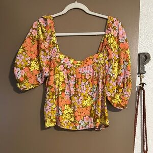 Billabong Floral Puff Sleeve Blouse